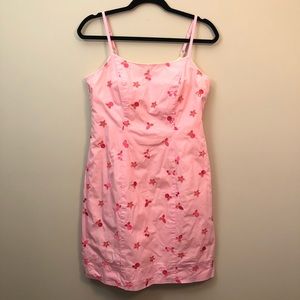 Lilly Pulitzer cut lace cherry pattern pink dress.
